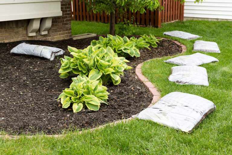 Commercial mulch installation in progress
